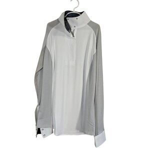 Ovation Top Women S White Mock Neck Equestrian Preppy Altitude Horse Grey Show
